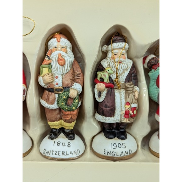 VTG Santa Collectables Santas of The World 6 pc. Hand Crafted Porcelain Set AMES - Picture 3 of 14